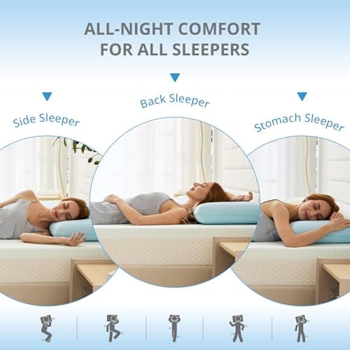 Cooling Pillow for Sleeping, Gel Memory Foam Pillow with Reversible Cover, Neck Support for Side, Back and Stomach Sleepers, Removable & Machine Washable Cover, Bed Pillows for Hot Sleepers, Blue 7