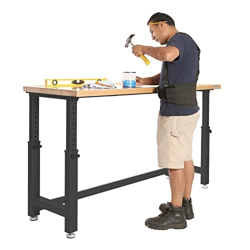 Seville Classics UltraHD Heavy Duty Workbench Table w/Solid Wood Top, 1000 lbs. Weight Capacity Workstation for Garage, Warehouse, Workshop, Graphite, 72" W x 25" D x 28.5" to 42" H Desktop 7