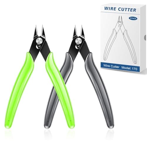 NICE-POWER Micro Wire Cutters, 5 inch 170 Mini Flush cutters, Nippers, Shear Cutters,Wire Snips, Small Side Cutters for Electronics Crafts Jewelry,Floral Art Scissors Nippers(2 Pack)