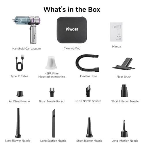 Handheld Vacuum Cordless, Car Vacuum Cleaner with Brushless Motor, Strong Suction Vacuum & Compressed Air Dusters with LED Light, Type C Port, Wireless Mini Portable Hand Vacuum Blower for Home, Pet 8