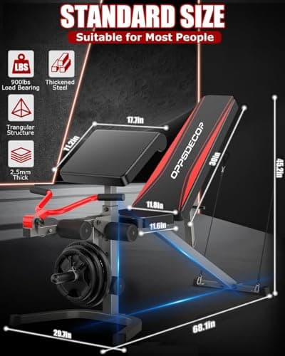 Professional Weight Bench with Leg Extension & Leg Curl & Preacher Curl, Heavy-Duty Adjustable Weight Bench Press Set Incline Decline Flat Workout Bench Full Body Strength Training for Home Gym 7