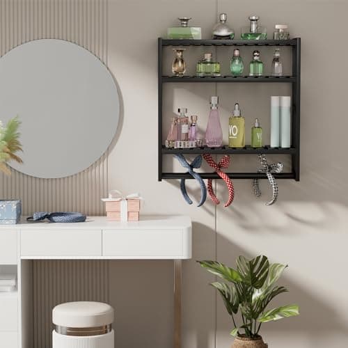 PPN Towel Rack Bathroom Storage Shelves Over The Toilet with Towel Bar 100% Bamboo Adjustable Height Floating Shelf Wall Shower Shelf for Small Space Bathroom Kitchen Multi Usage (Black-1Pack) 5