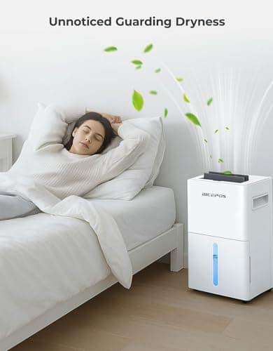 Bicepos 1500 Sq.Ft Dehumidifier for Basement with Drain Hose, 21 Pints Dehumidifiers for Home, Bathroom, Bedroom, Large Room, Continuous Drainage, Auto Defrost, Intelligent Humidity Control, 24H Timer 6