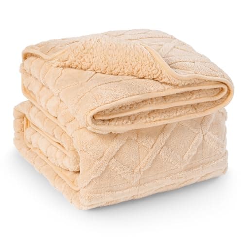 Kaisa Weighted Blankets for Adults 20 lbs 60"x80" Queen Size, Reversible Double Sided Fleece Plush Jacquard Sherpa Weighted Blanket for Pressure Relief, Ideal Gifts for Families Friends, Khaki