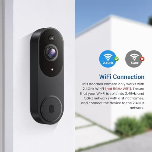 GridTera Smart Video Doorbell Camera Wireless, AI Human Detection and Instant Alerts, Night Vision, 2-Way Audio, Battery Powered, Cloud Storage Sold Seperately, 2.4G WiFi (Chime not Included) 5