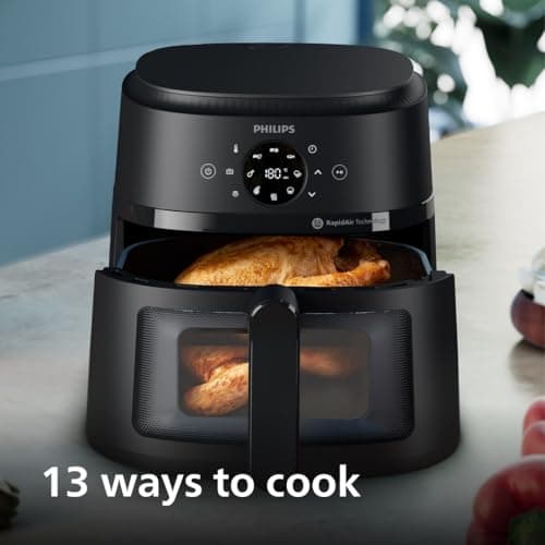 Philips Air Fryer 2000 Series 13-in-1 functions, 6.6 Quarts, Compact Design with Cooking Window, Black, (NA230/00) 6