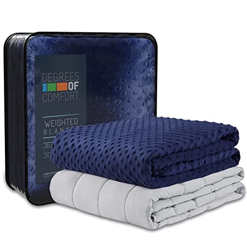 Degrees of Comfort Coolmax Weighted Blanket with Washable Cover Twin Size | 1 x Cozyheat Minky Plush Cover Included, Micro Glass Beads Technology | 48x72 12 lbs Navy