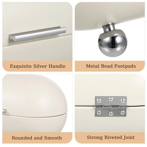 Angoily White Metal Bread Box 13.38 Inch Oval Kitchen Storage Container with Lid Desktop Storage Box for Home Bakery Food Organization 5