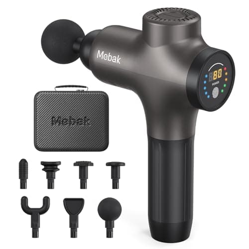 Mebak 3 Massage Gun, Massage Gun Deep Tissue for Athletes, Professional Muscle Percussion Massager, Massager for Shoulder Leg Back Body Pain Relief, Quiet Portable Sport Tool, Gifts for Him