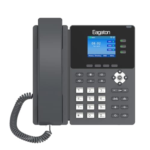 Eagaton T53P Business IP Phone, 2.4-inch Color LCD Display, 3 SIP Lines, HD Voice, POE, 6-Way Conference, Power Adapter Included (NOT LANDLINE) 6