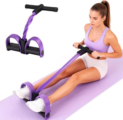 FateFan Multifunction Tension Rope, 6-Tube Elastic Yoga Pedal Puller Resistance Band, Natural Latex Tension Rope Fitness Equipment, for Abdomen/Waist/Arm/Leg Stretching Slimming Training (Purple)