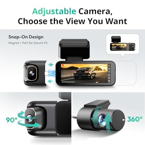 BOTSLAB 3 Channel Dash Cam 4K with 128GB Card, 3.18" Touch Screen, Voice Control, 4K Dash Cam Front and Rear Inside Loop Recording, 5.8GHz WiFi, GPS, Night Vision, WDR, Parking Mode 5