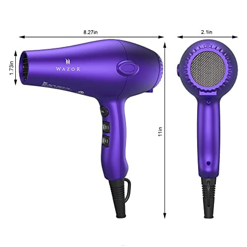 1875W Professional Hair Dryer, Lightweight & Quiet Ionic Blow Dryer, Tourmaline Ceramic Technology for Fast Drying with 2 Speeds & 3 Heat Settings, Damage-Free Shiny Hair, Cool Shot Button, Purple 5