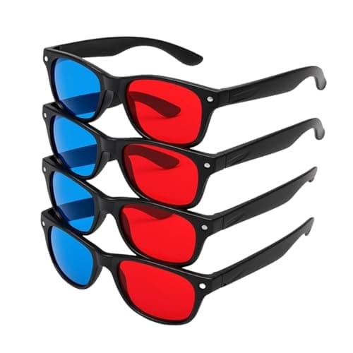 GOUDOGEDC 4Pcs Red and Blue 3D Glasses Universal TV Movie Dimensional Video Frame DVD Game Glass 3D Style Glasses 3D Viewing Glasses, Televisions and Video Light Simple Design,Accessories
