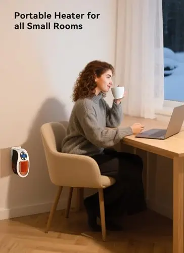 GiveBest Programmable Space Heater with LED Display, Remote Wall Outlet Electric Heater with Thermostat and Timer for Home Office Bathroom Indoor Use, Small Plug in 450 Watt Heater, ETL Listed 7