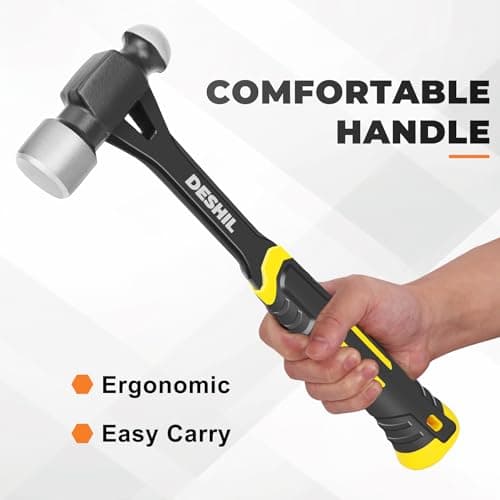 Ball Peen Hammer 16 oz, Drop Forged One Piece Ball Pein Hammer, Metalworking Tool with Forged Steel Construction & Shock Absorbing Grip 5