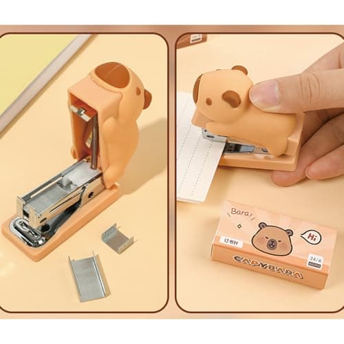 Cute Capybara Desktop Stapler with Staples, Small Mini Office Stapler, Cartoon Staplers for Desk, Handheld Staplers for Home Office (Capybara) 6