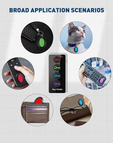 Midlocater Key Finder,85dB+ Item Locator Tags with 131ft. Working Range,Wireless Key Tracker Remote Finder Locator with Sound for Finding Wallet, Key, Phone, Glasses, Pet Tracker, All Battery Included 5