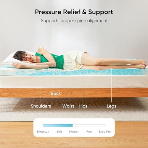 Marsail 3-inch Queen Memory Foam Mattress Topper, Gel Infused Cooling, Soft for Sleeper Sofa, RV, Camper, CertiPUR-US Certified 6