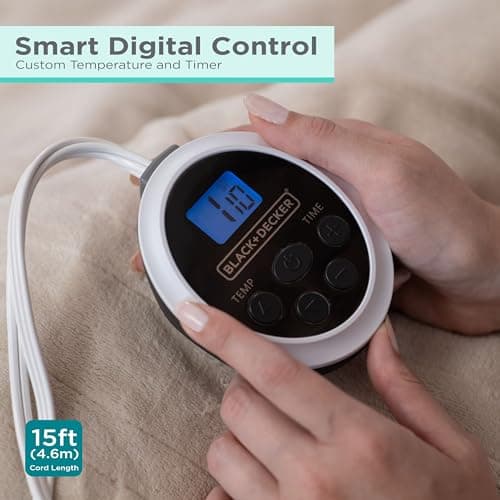 BLACK+DECKER Heated Blanket Electric King, Micro Plush Electric Blanket, Heating Blanket with 10 Heating Levels, 10H Timer, Auto Shutoff, Dual Zone Heating, Fast Heating (90x100 inches, Grey) 5