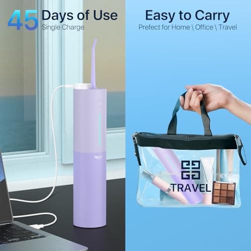 Bigsmile Water Dental Flosser, Rechargeable Oral Doucher, IPX7 Waterproof, Professional Teeth Cleaning, Effectively Keep Mouth Clean and Healthy (Purple) 6