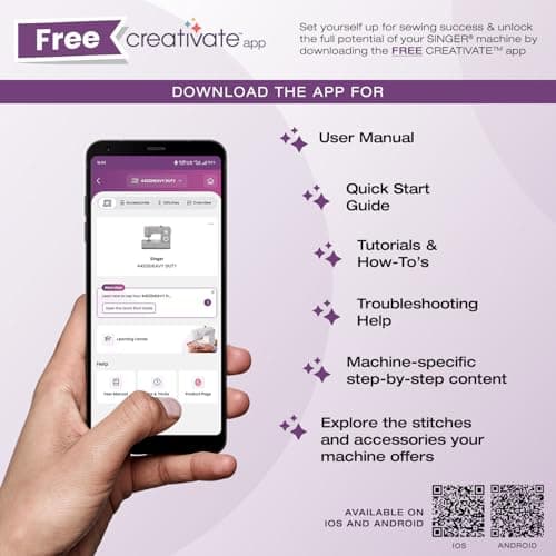 SINGER Heavy Duty 4423 High Speed Sewing Machine with Accessory Kit | Strong Motor with Enhanced Piercing Power, 97 Stitch Applications, Full Metal Frame, 1-Step Buttonhole & LED Light, Grey 9