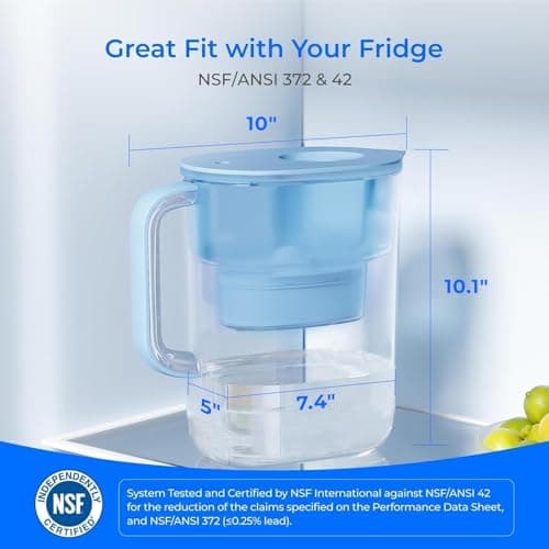 Waterdrop Water Filter Pitcher with 1 Filter, 200-Gallon Long-Life, 10-Cup Large Water Filter Pitcher, Improved Coffee & Tea Taste, NSF Certified, 5X Times Lifetime, Reduces PFOA/PFOS, Chlorine, Blue 5