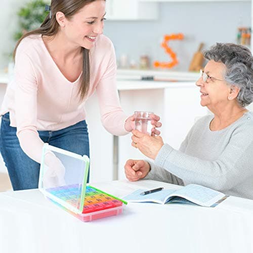 Sukuos Monthly Pill Organizer 28 Day, Large Moisture-Resistant Pill Box Cases with Dust-Proof Box and Clear Lid for Vitamin/Fish Oil/Supplements, Easy to Open and Clean 8