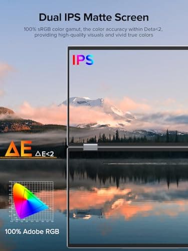 UPERFECT Delta 15.6" Dual Portable Monitor for Laptop Screen Extender 1080P HDR 360° Folding Stacked Triple Monitor with Stand for Laptop PC Phone Game Console (No Driver Needed) 5