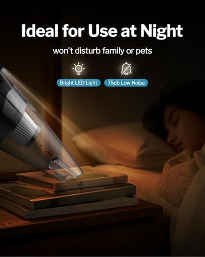 Powools Handheld Vacuum Cordless with 2 Filters, Car Vacuum Cleaner High Power with Fast Charge Tech, Portable Rechargeable Mini Vacuum with Large-Capacity Battery, Orange, 14.3"X4.6"X4.0" 7