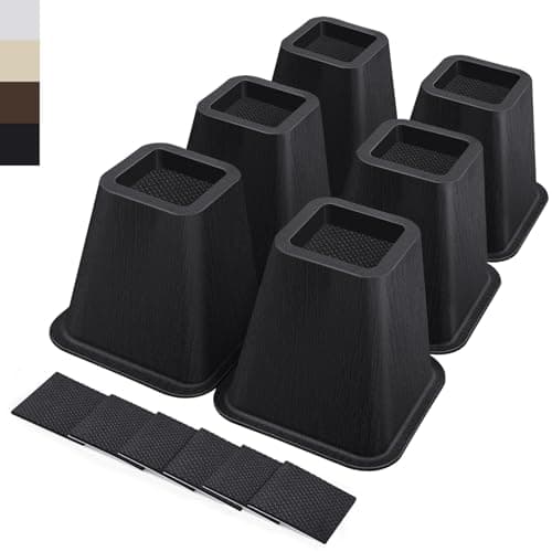 ANNKUT 6 Inch Heavy Duty Bed Risers, Furniture Risers for Desk, Chair, Table or Sofa, Couch Lift Risers, Supports up to 2200 lbs per Leg(6 Pack Black)