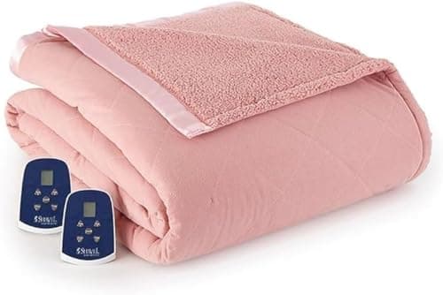 Shavel Home Products Micro Flannel Heated Blanket with Sherpa Back, 10-Setting Electric Blanket Queen Size, Programmable Heating Blanket, Heated Throw Blanket, Fast Heating Thermal Blanket -Greystone