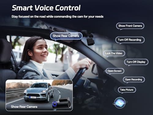 Pelsee P1 Pro 4K Dash Cam Front and Rear, STARVIS 2 Sensor, 64GB Card, Dual Dash Camera for Cars with Full-Color Night Vision, HDR WDR, ADAS, GPS, WiFi & Voice Control, 24H Parking Mode, 3.39" Screen 7