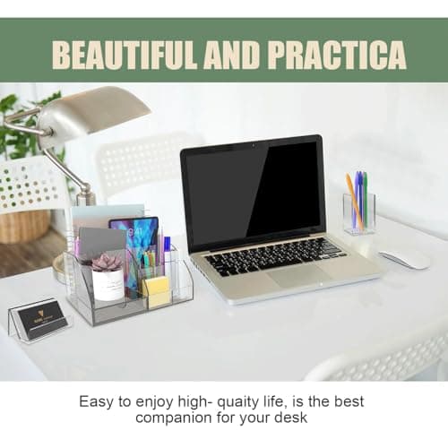 EMOMAS Clear Acrylic Desk Organizer with Pen, Phone, Business Card Holders, Multi-Purpose Office Accessory for Home, Office, School, Workshop, Kitchen 5