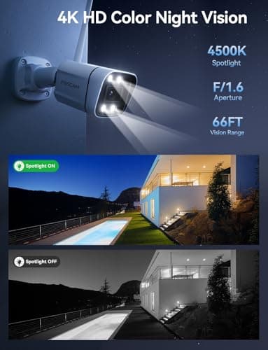 FOSCAM 4K 8MP Security Cameras Wireless Outdoor, 5GHz&2.4GHz WiFi Surveillance Camera for Home Security Outside, 120° FoV, 20x Digital Zoom, AI Detect Human/Vehicle, 66FT Color Night Vision, IP66 6