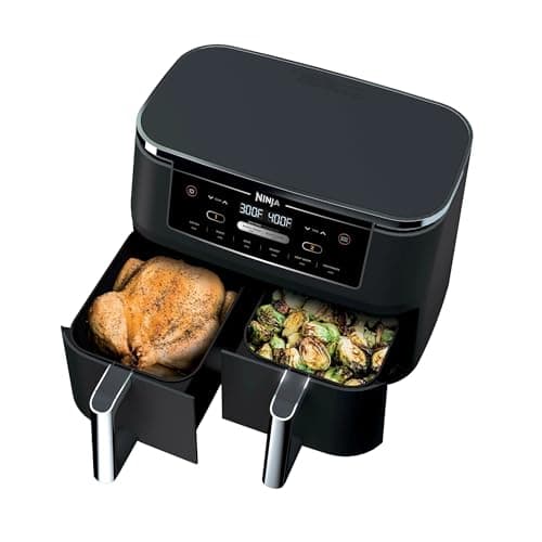 Ninja R-AD300CO Foodi 6-in-1 10-qt. XL 2-Basket Air Fryer with DualZone Technology, Black (Renewed)