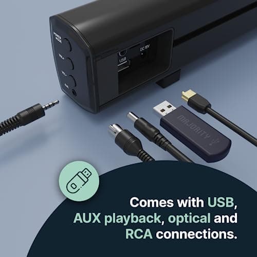 Majority Bluetooth Soundbar with Subwoofer | 100 Watts Sound bar for TV | 2.1 Stereo TV Sound Bar with Optical, RCA, USB, and AUX Playback | TV Speaker Bowfell Plus Sound Bar with Subwoofer 5