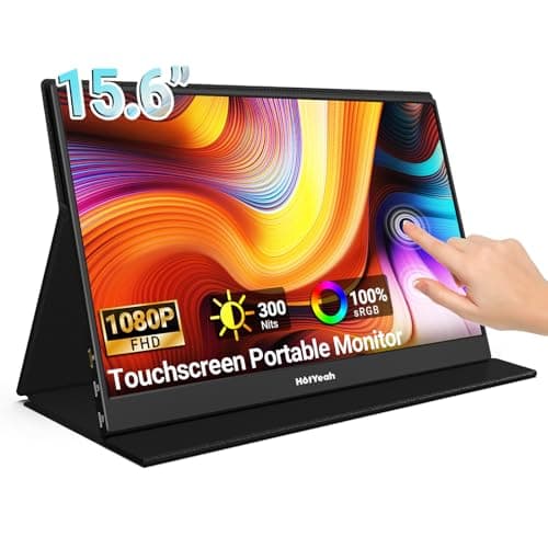 HotYeah Touch Screen Monitor, 15.6'' 1080P 10-Point Portable Monitor Touchscreen, USB-C HDMI HDR IPS Travel Display with Smart Cover & Speaker, Second External Screen for Laptop PC Mac Phone Tablet