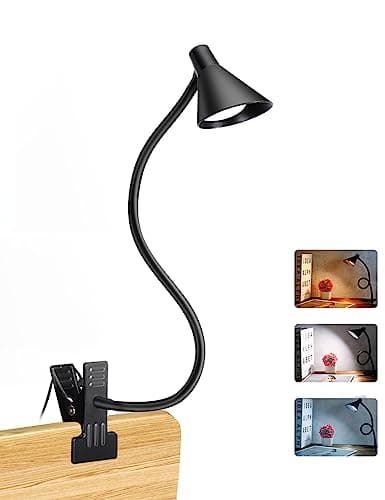 LiFMIRA Clip on Light USB Reading Light 3 Color Modes 10 Brightness Levels Eye Care Clamp Light Flexible Gooseneck Dimmable Reading Lamp Clip on Lamp for Bed Headboard Desk Bedside Dorm (Black)