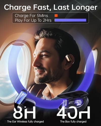 DARONGFENG Open Ear Wireless Bluetooth Headphones, Pain-Free Air Conduction Ear Buds with LED Digital Display Charging Case, Sweat Resistant for Running, Safe Driving, and Extended Daily Use 6