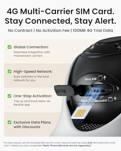 REOLINK 4K LTE Cellular Security Camera Wireless Outdoor, No WiFi, 3G/4G LTE, Solar Powered, SIM Card+32GB SD Card Included, Color Night Vision, Local/Cloud Storage, Go PT Ultra+SP, Updated Version 6