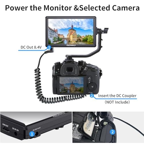FEELWORLD S55 V3 6 Inch DSLR Camera Field Monitor Bundle - FHD IPS Screen, 4K HDMI in/Out, Tilt Arm, Power Output, Battery & Carry Case Included 7