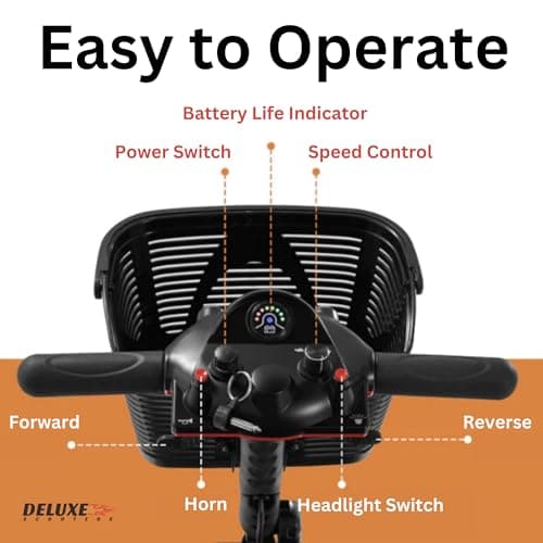 Deluxe Scooters Portable Scooter: 300 Lb Capacity, Long-Distance Mobility Scooter, Comfort Seating, LED Illumination - 10 Mile Range (Deluxe Blue) 6