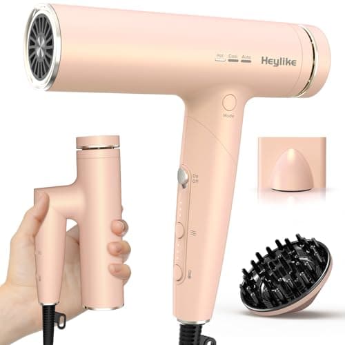 High Speed Plasma Ion Hair Dryer with Diffuser, Professional Blow Dryer 130000 RPM Brushless Motor for Fast Drying,1500W 3Temps/3Speeds Thermo-Control Lightweight Hairdryer for Women Home Travel Salon