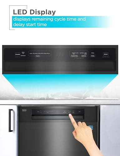 BLACK+DECKER 24" Built-In Dishwasher, 12-Place Setting Capacity with Stainless Steel Tub, Dish Washer with 5 Wash Programs and Smart Wash Cycle, ENERGY STAR Certified, BDW100MB, Black 5