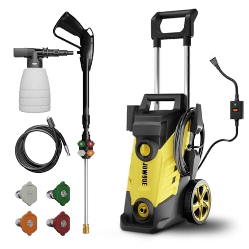Jowque Electric Pressure Washer 4800 PSI 2.8 GPM, Power Washers Electric Powered with 4 Nozzles and Foam Cannon, High Pressure Cleaner Machine for Cars, Patio, Driveway, Home Cleaning (Black & yellow)