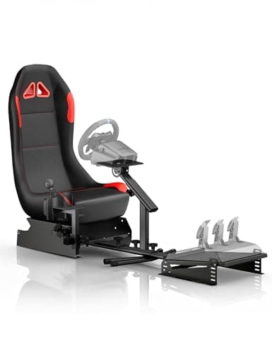 RACGTING Foldable Racing Simulator Cockpit with Leather Seat, Built for Stable Braking & Immersive Home Racing, Compatible with Logitech, Thrustmaster, Fanatec, MOZA