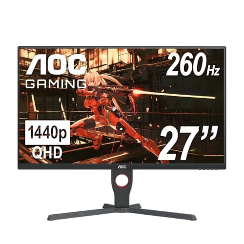 AOC Q27G10ZE 27" Gaming Monitor, QHD 2560 x 1440, Up to 260Hz 0.5ms, HDMI 2.0 x2, Display Port x1, 3-Sided Frameless, Console Gaming Ready, 3-Year Zero-Bright-Dot