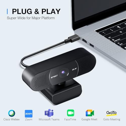 EMEET C960 2K Webcam with Microphone, 2K QHD, 2 Noise-Reduction Mics, TOF Autofocus Streaming Webcam with Privacy Cover, Plug&Play USB Webcam for Calls/Conference, Zoom/Skype/YouTube, Laptop/Desktop 8
