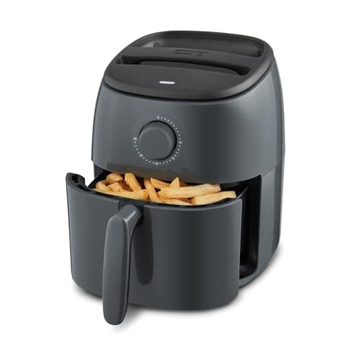 DASH Tasti-Crisp™ Express Air Fryer Oven, 2.6 Qt., Gray – Compact Air Fryer for Healthier Food in Minutes, Ideal for Small Spaces - Auto Shut Off, Analog, 1000-Watt